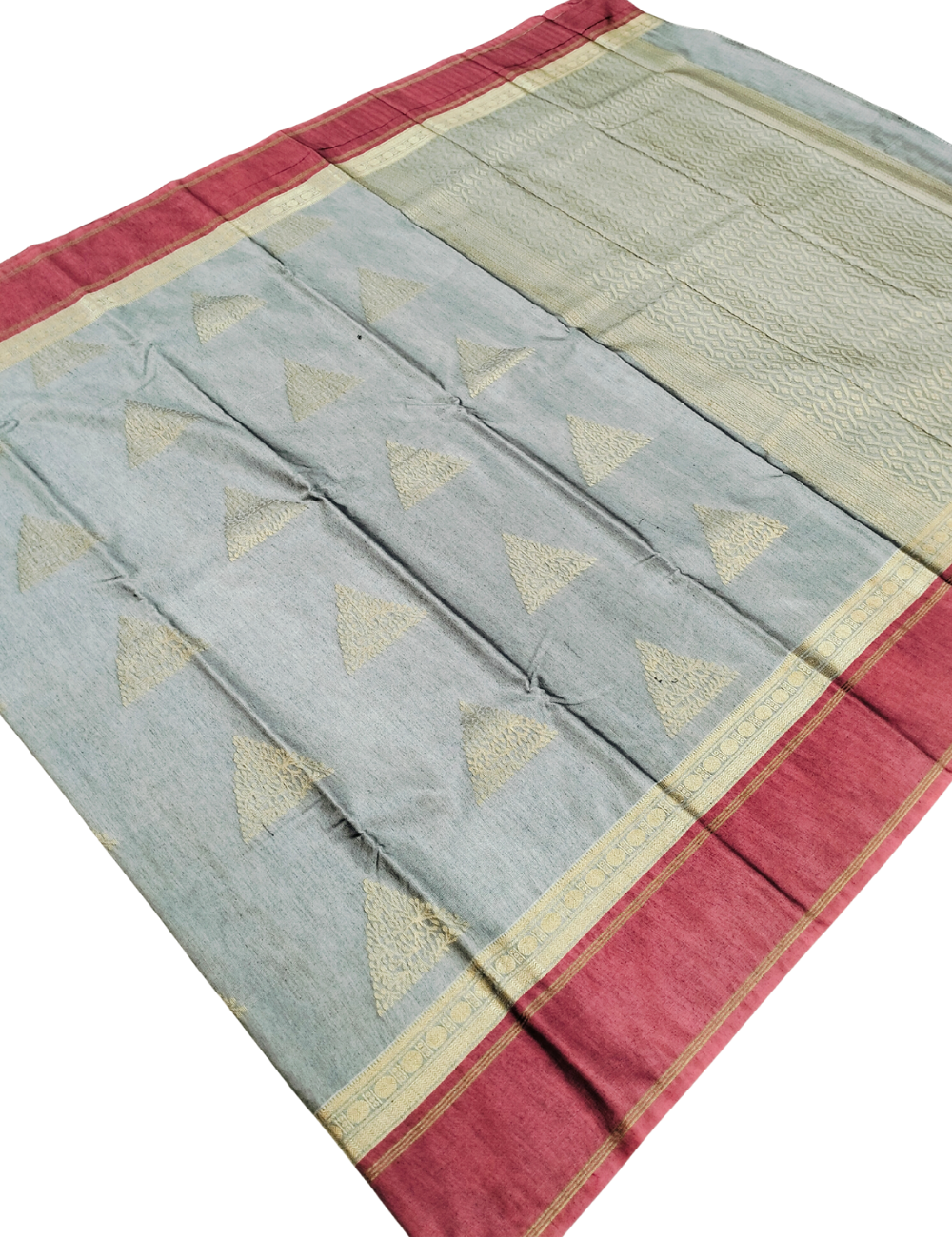 Triangle motifs with cool grey Silk cotton