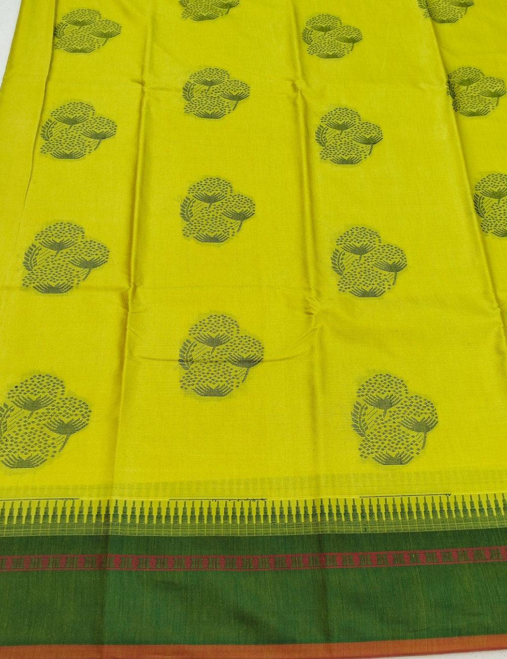 Floral motifs with yellow base Silk cotton saree