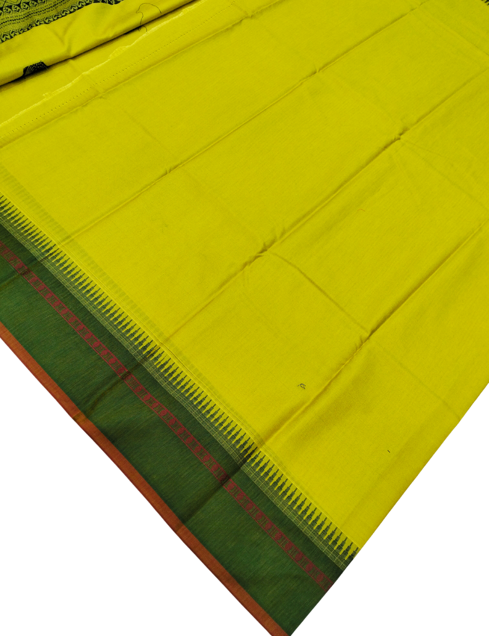 Floral motifs with yellow base Silk cotton saree
