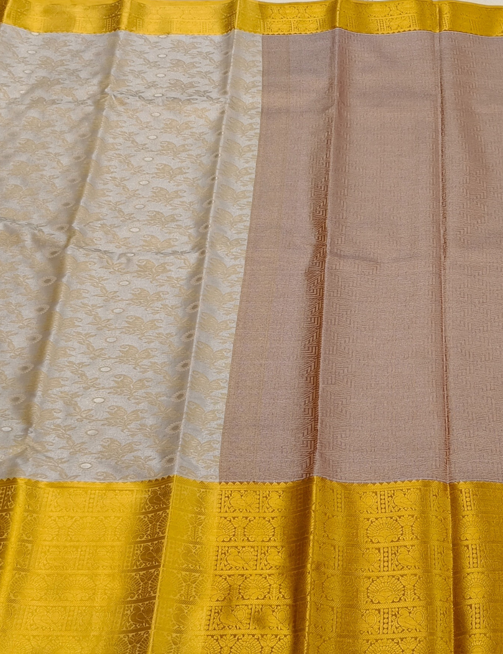 Grand Look Silver White Tissue Semi Silk Saree
