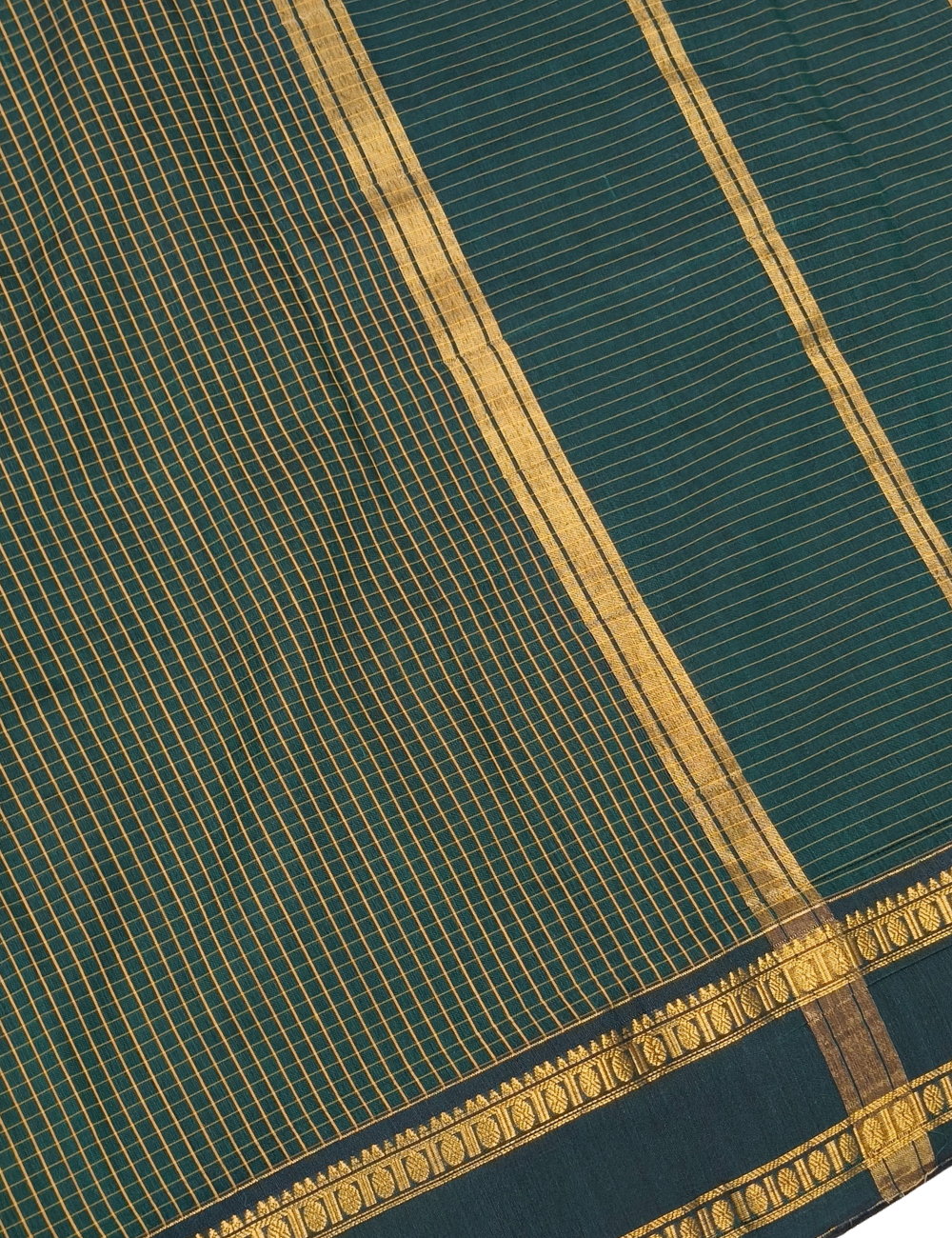 Checked Greenish Cyan Soft Cotton