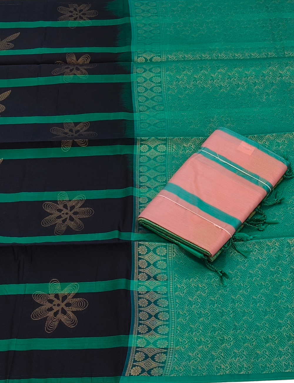 Rabbit motifs With Black And Pink Combo Offers Soft Silk Sarees