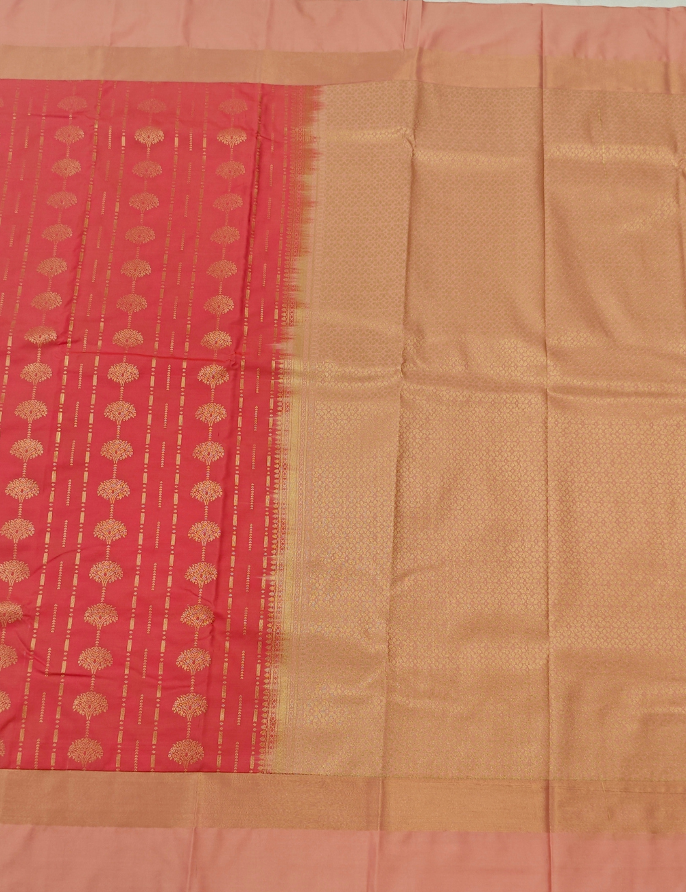 Strip with Flower Design Pastel Pink Soft Silk Saree