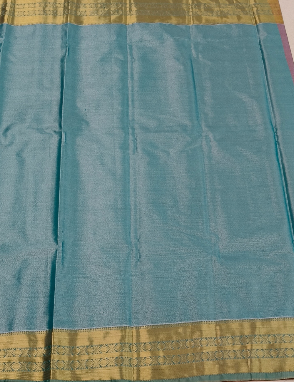 Mango Motifs Water Blue Dual Tone Tissue Saree