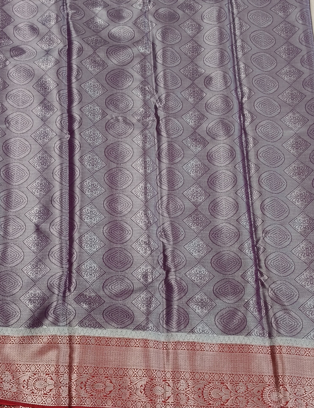 Circular Motifs Cool Grey Dual Tone Tissue Silk Saree