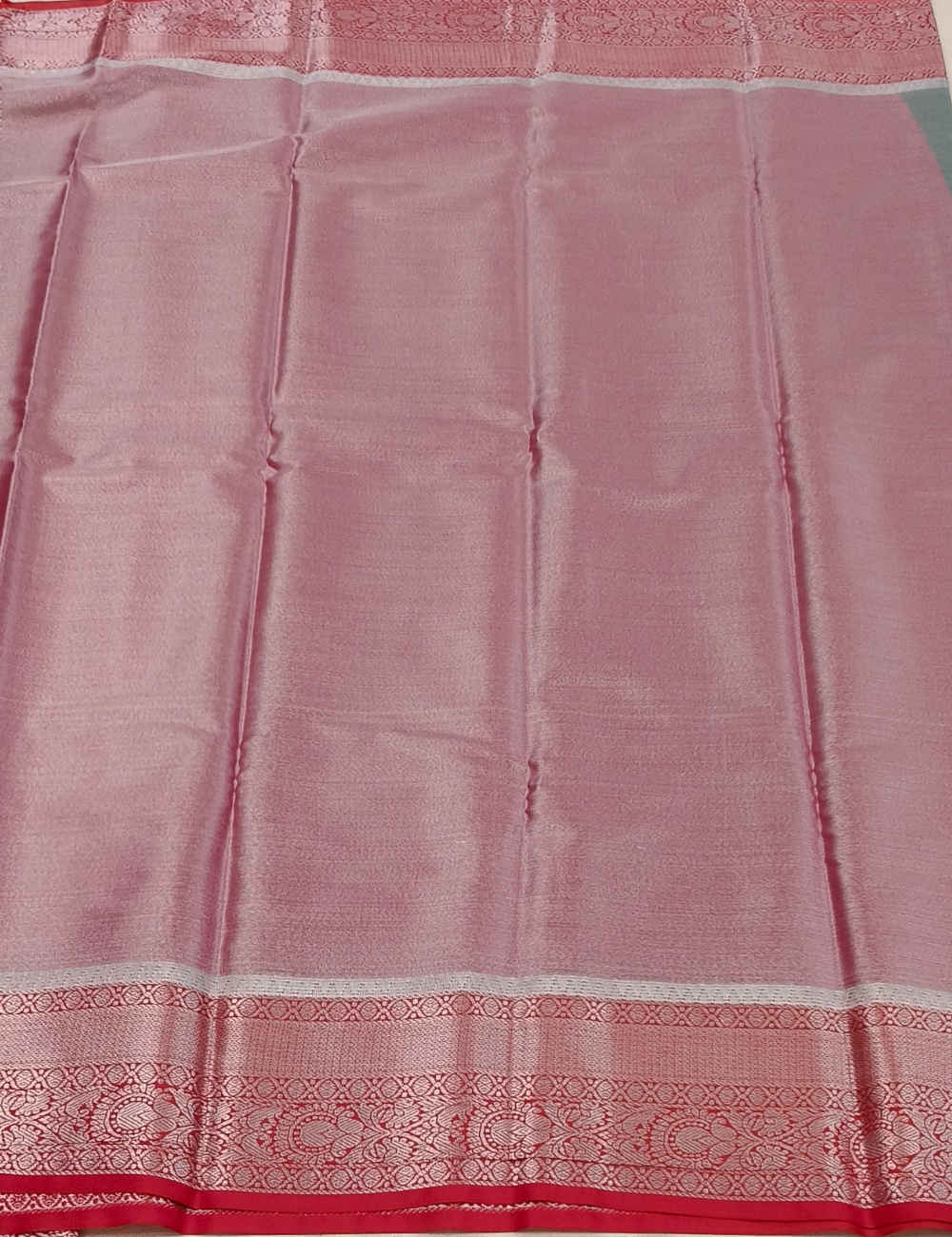 Circular Motifs Pale Orange Dual Tone Tissue Silk Saree