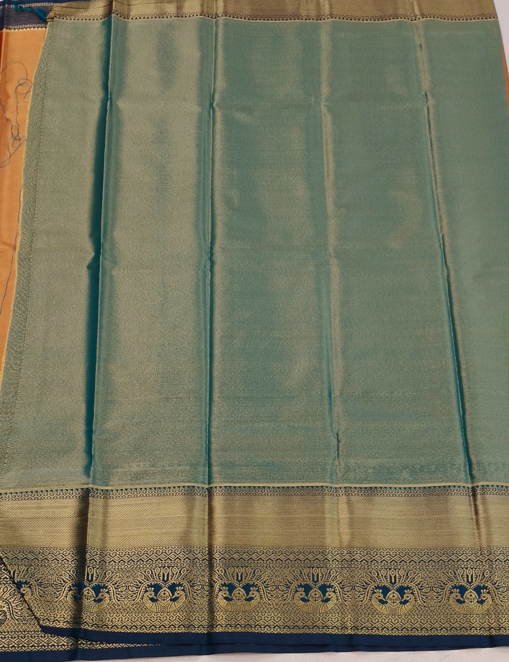 Wavy Motifs Red Wine Tissue Semi Silk Saree