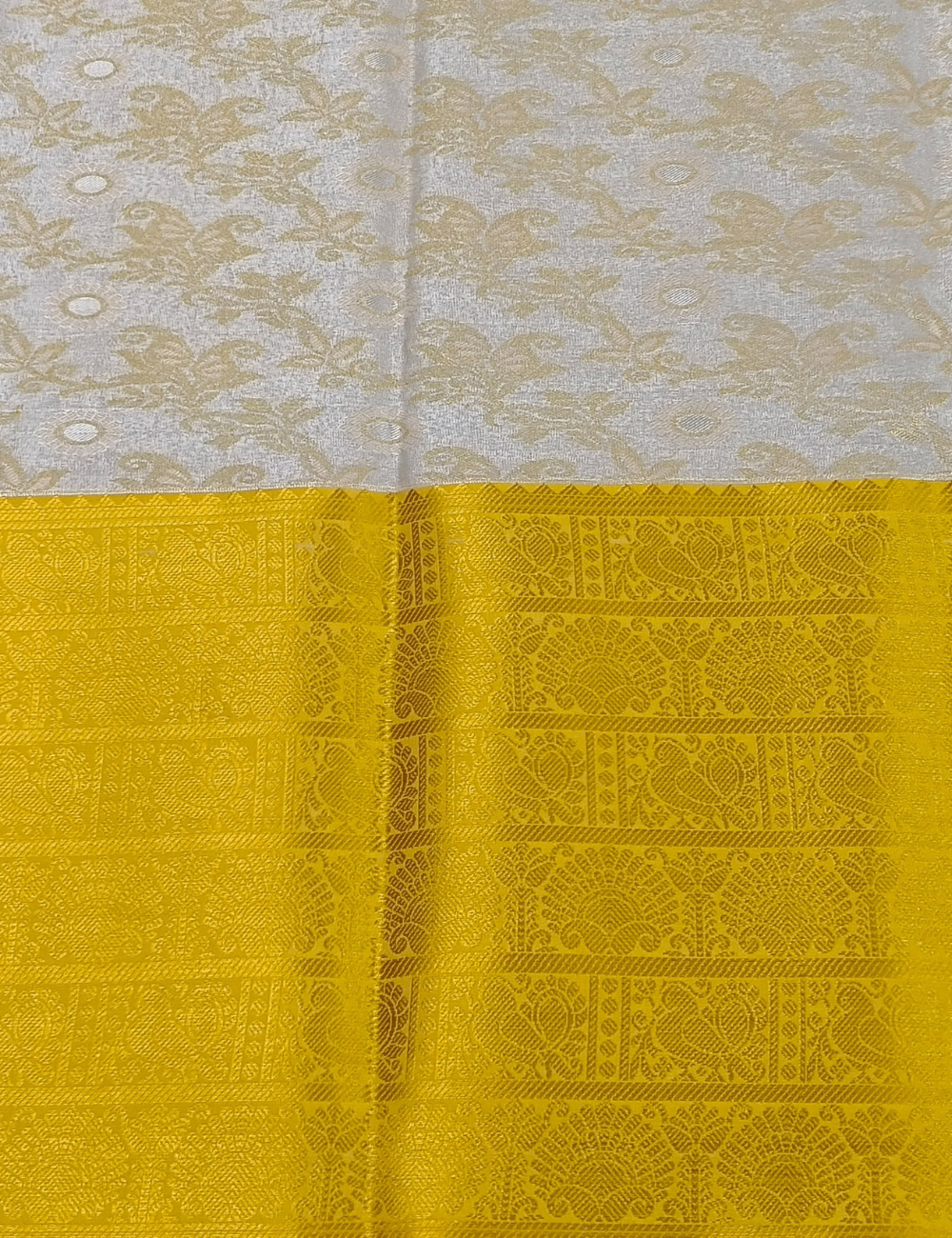 Grand Look Silver White Tissue Semi Silk Saree