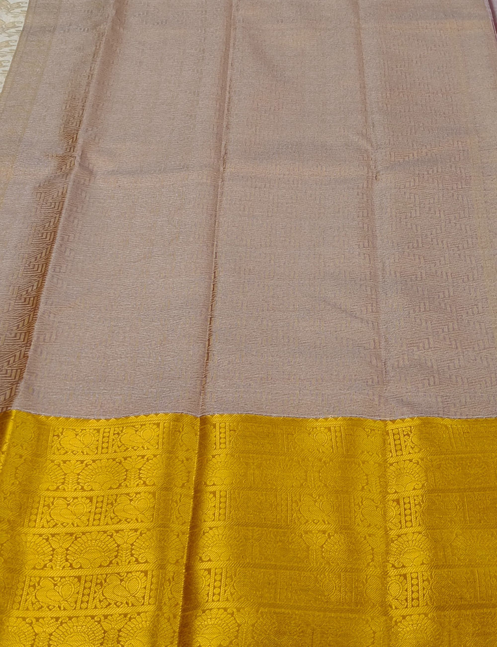 Grand Look Silver White Tissue Semi Silk Saree