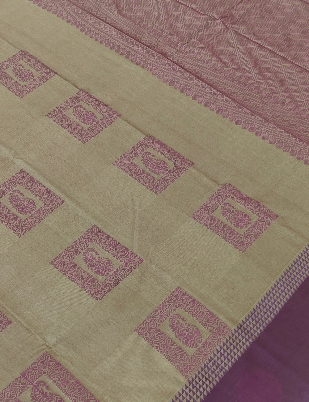 Greenish yellow Mango Design soft silk cotton