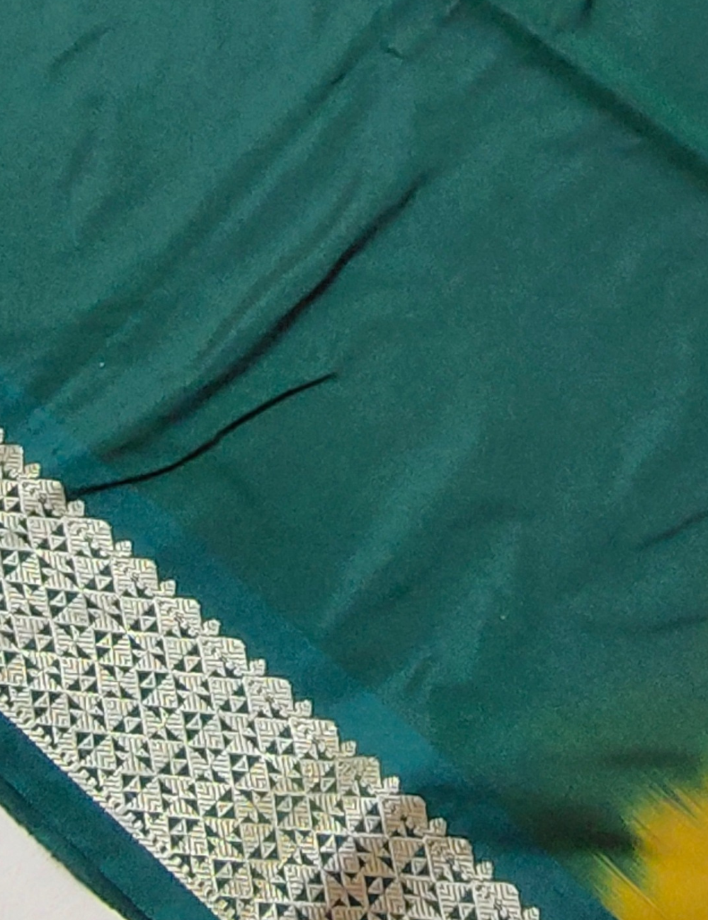 Geometric Flower motifs with mustard yellow colour soft silk