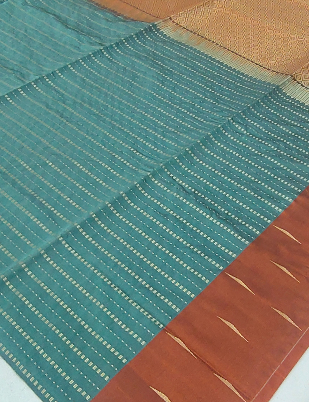 Golden Thread Motifs With Sea Blue  Premium Soft Silk Saree