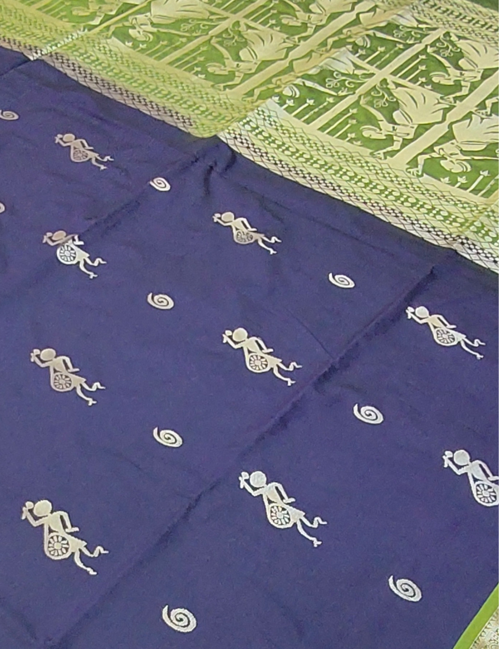 Warli art motifs  With Royal blue Premium Soft Silk Saree
