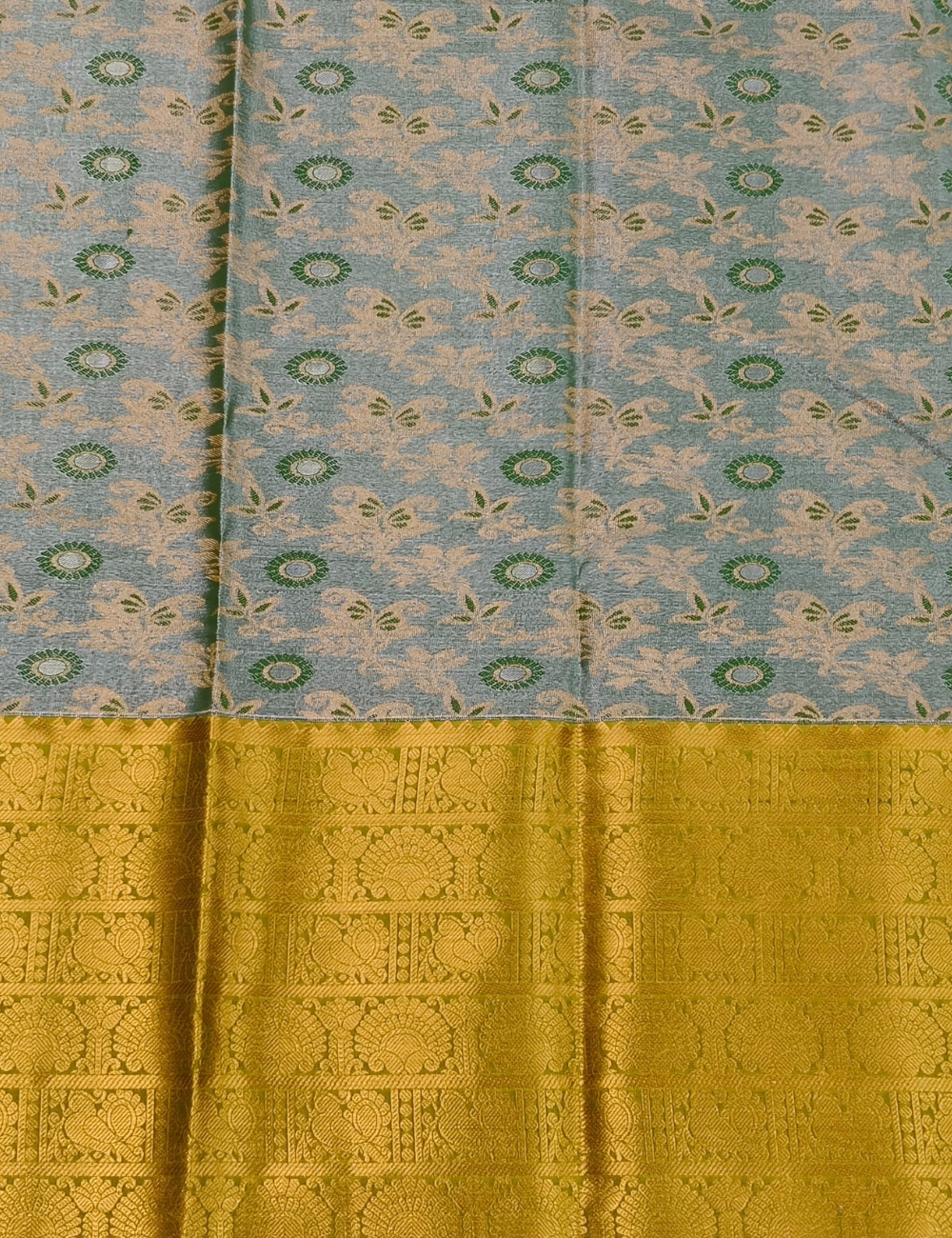 Grand Look Muted Green Tissue Semi Silk Saree