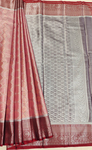 Circular Motifs Pale Orange Dual Tone Tissue Silk Saree