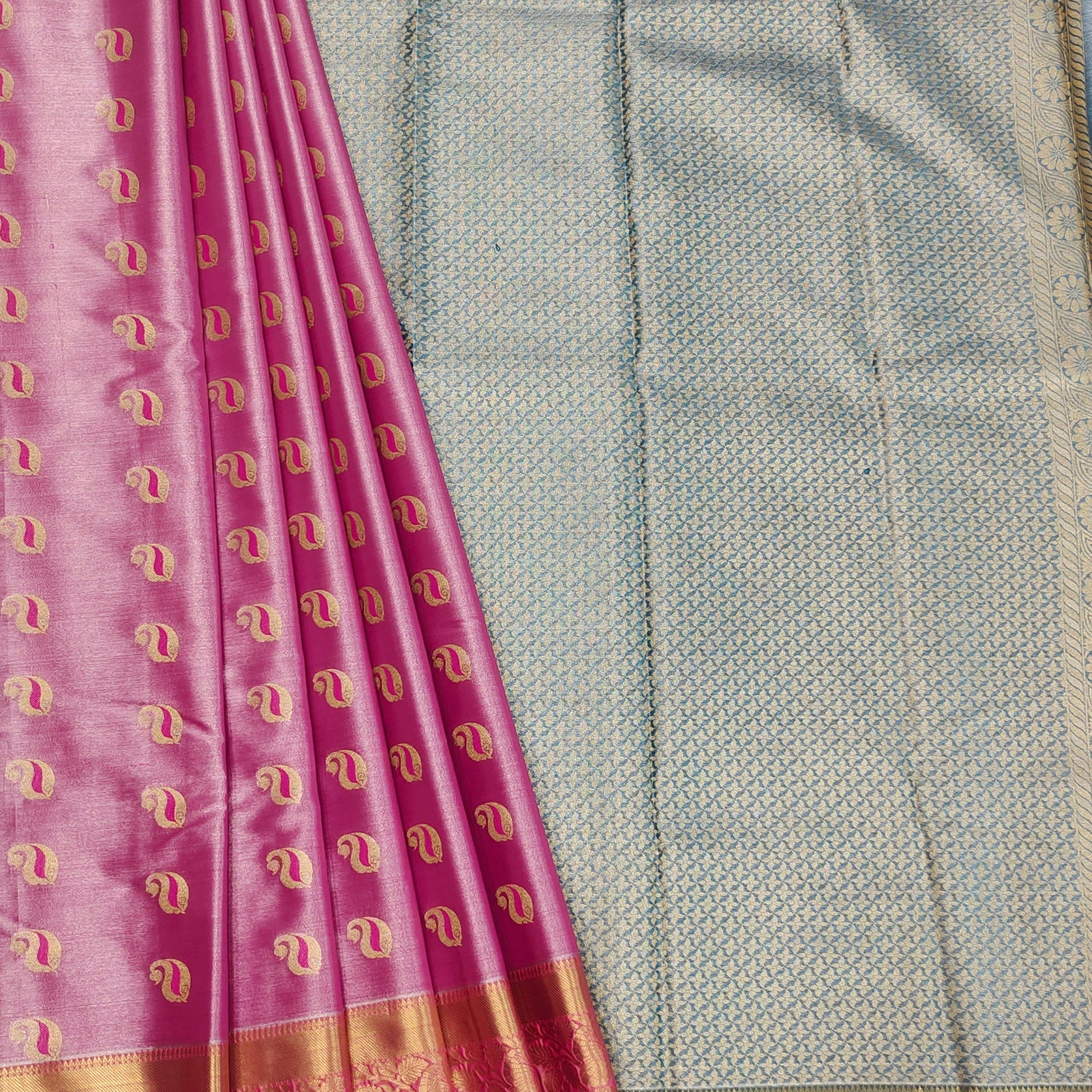 Mango Motifs Chill Pink  Dual Tone Tissue Saree