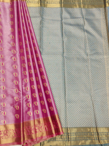Mango Motifs Chill Pink  Dual Tone Tissue Saree
