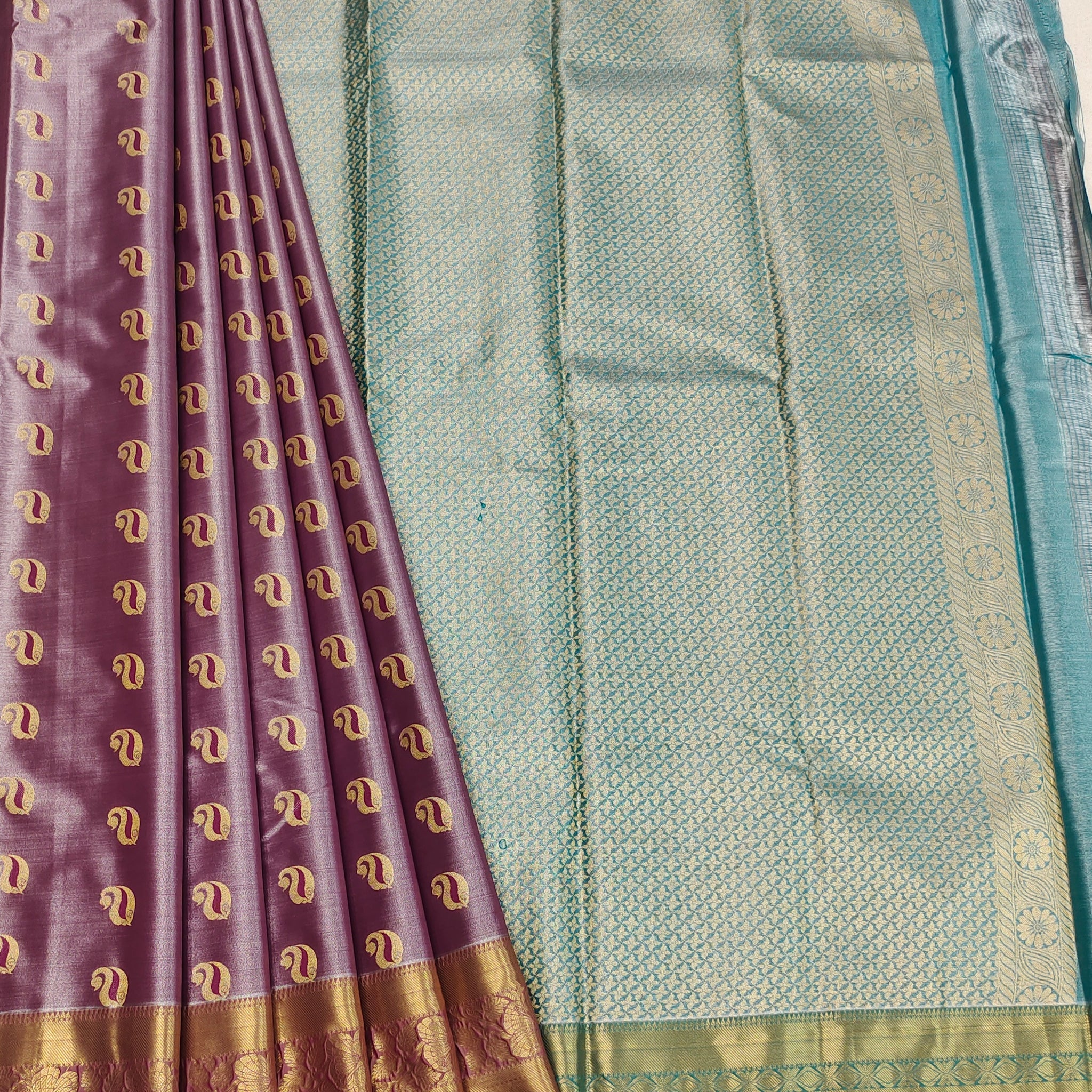Mango Motifs Pinkish Purple Dual Tone Tissue Saree